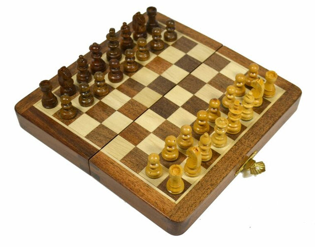 Picture of Folding Wooden Magnetic Chess Set - 7"