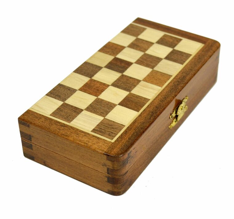  7 inch Handmade Folding Wooden Magnetic Chess Board