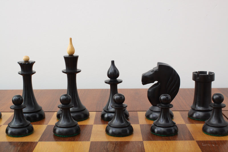 Chess Pieces German Knight | Staunton | 95 mm | Boxwood & Ebonized Wood