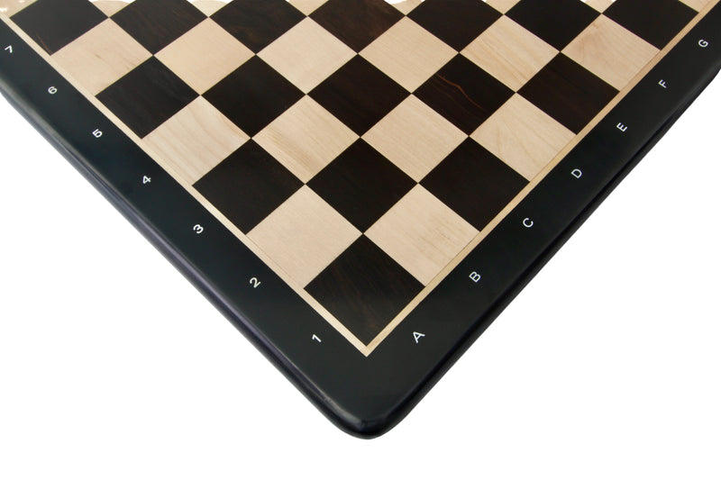 21 Solid Inlaid Ebony & Maple Wood Chess Board With Coordinates - 55 mm  Square