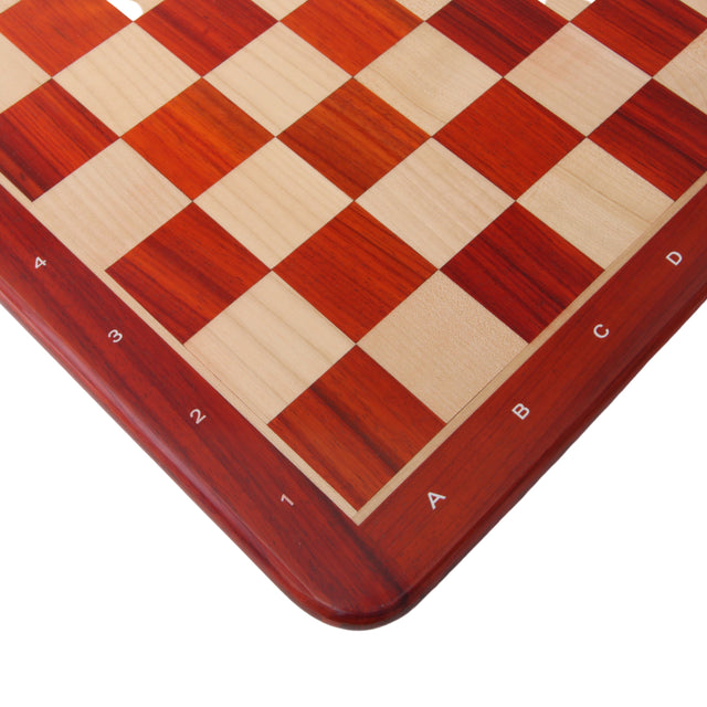 Picture of 21" Solid Inlaid Bud Rosewood & Maple Wood Chess Board With Coordinates - 55 mm Square