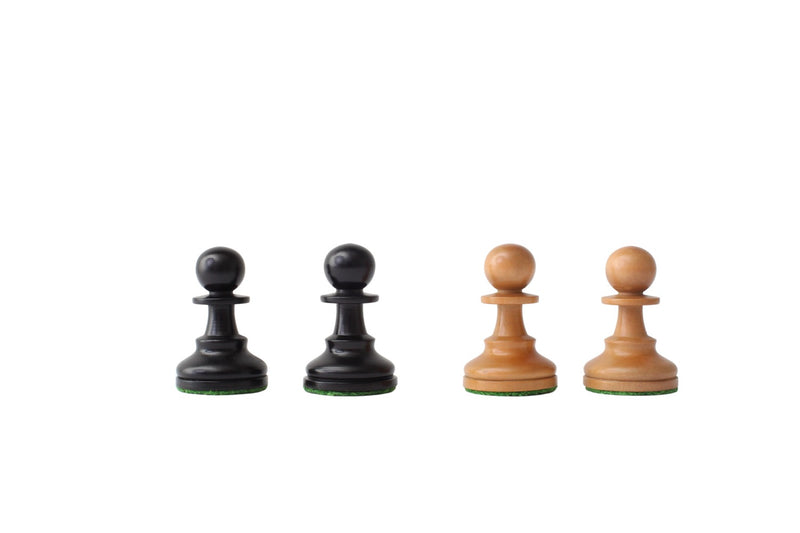 The French Knight - Black and Natural Boxwood Chess Pieces - 3.75