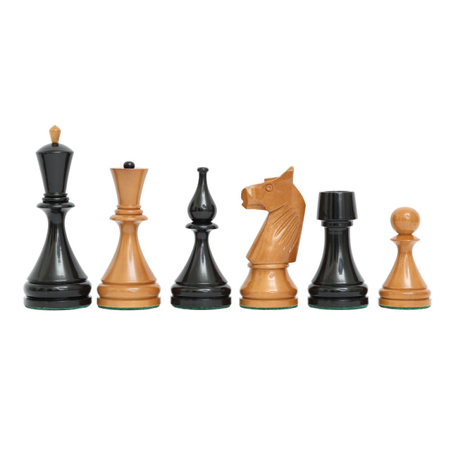 Picture of Baku Soviet Reproduction Chess Pieces - Antiqued Ebonized Boxwood - 4.4" King