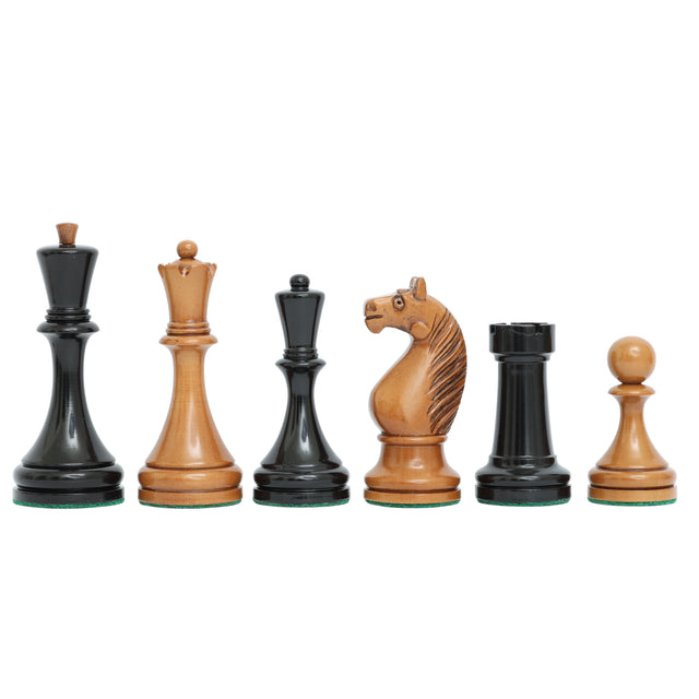 Picture of Botvinnik-Flohr II Soviet Reproduction Chess Pieces - Antiqued Ebonized Boxwood - 4.2" King