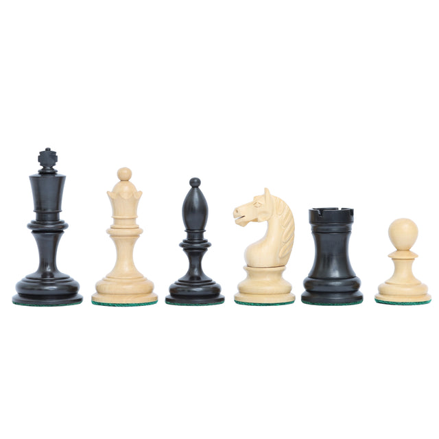 Picture of Botvinnik-Flohr I Soviet Reproduction Chess Pieces - Ebonized Boxwood - 3.6" King