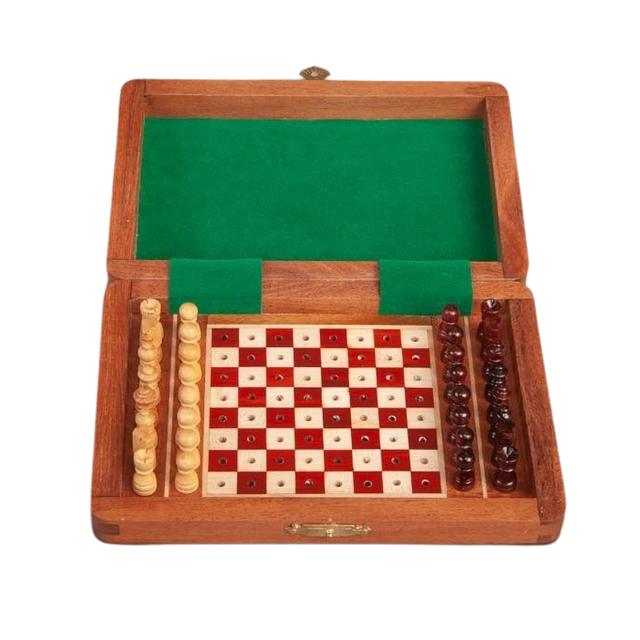 Picture of Peg Wooden Travel Chess Set - 7" x 5"