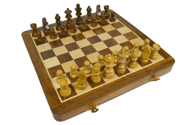 Picture of Folding Wooden Magnetic Chess Set - 12"