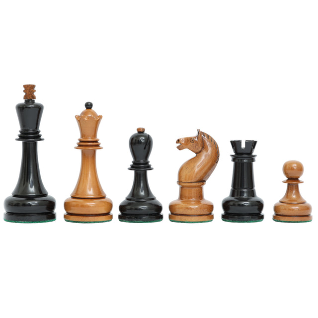 Picture of Tal-Keres Soviet Reproduction Chess Pieces - Antiqued Ebonized Boxwood - 4.2" King