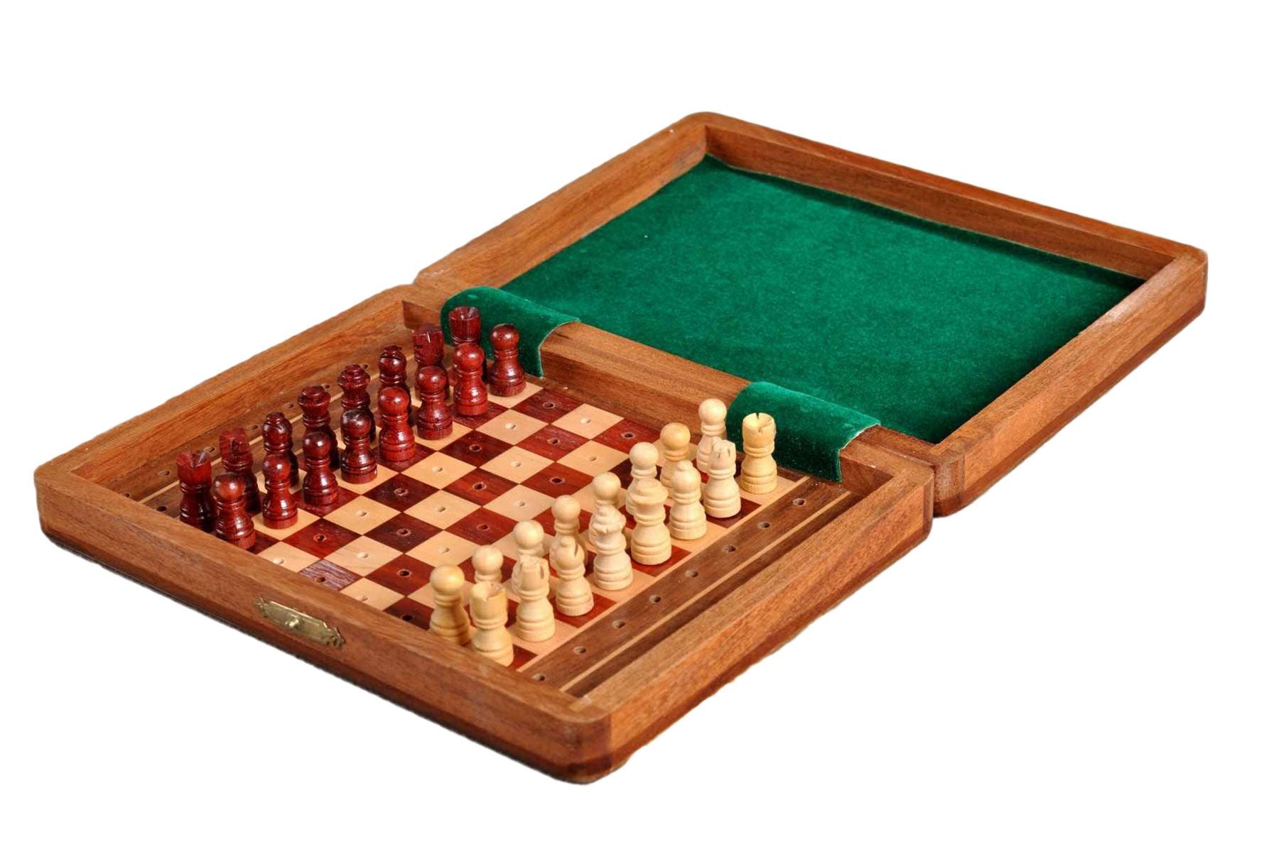 Wooden Magnetic Travel Chess Set - 12