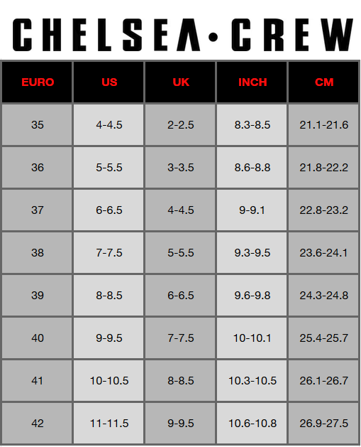 Chelsea Crew Size Chart