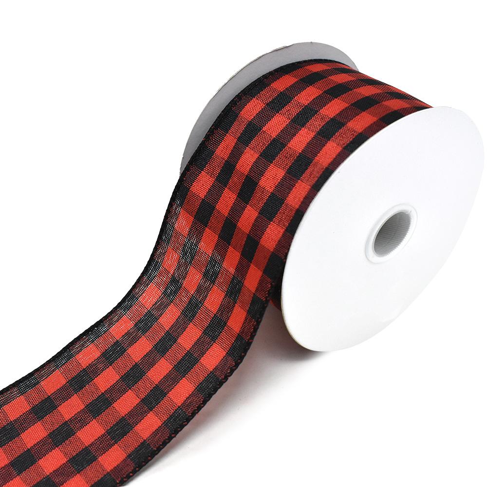 Cabin Buffalo Wired Edge Christmas Ribbon, Black/Red, 2-1/2-Inch, 10-Y –  Party Spin