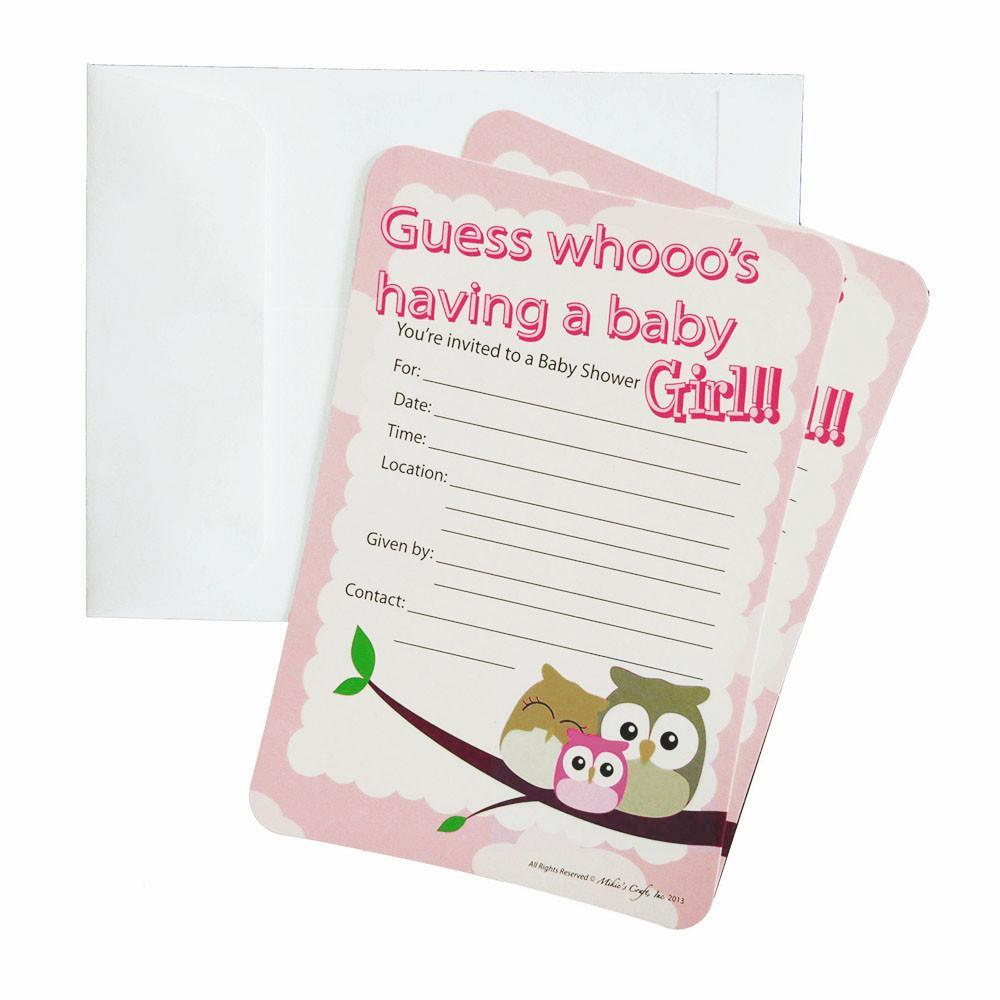 Baby Shower Invitation Envelope Owl Family Light Pink 7 Inch 12