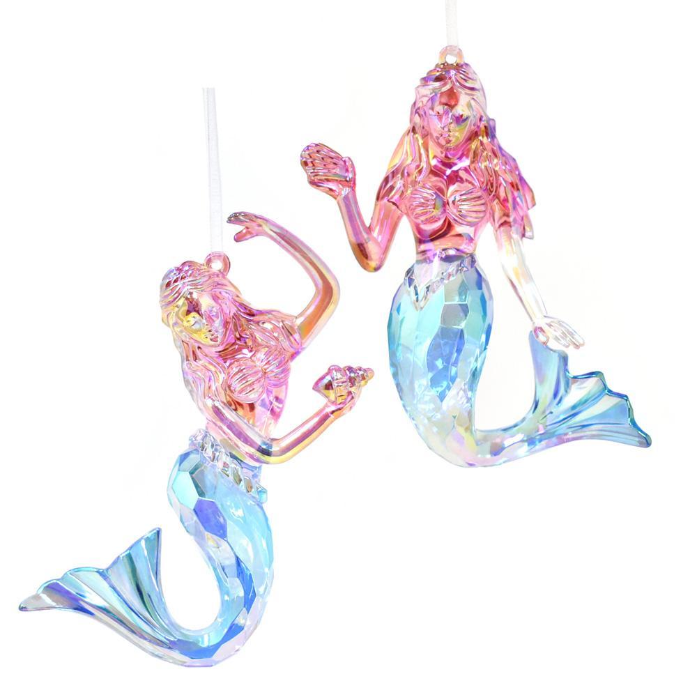 Acrylic Mermaid with Seashell Christmas Ornaments, Pink ...