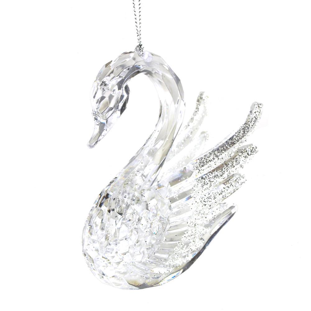 Download Acrylic Glass Glitter Swan Christmas Tree Ornaments, Clear ...
