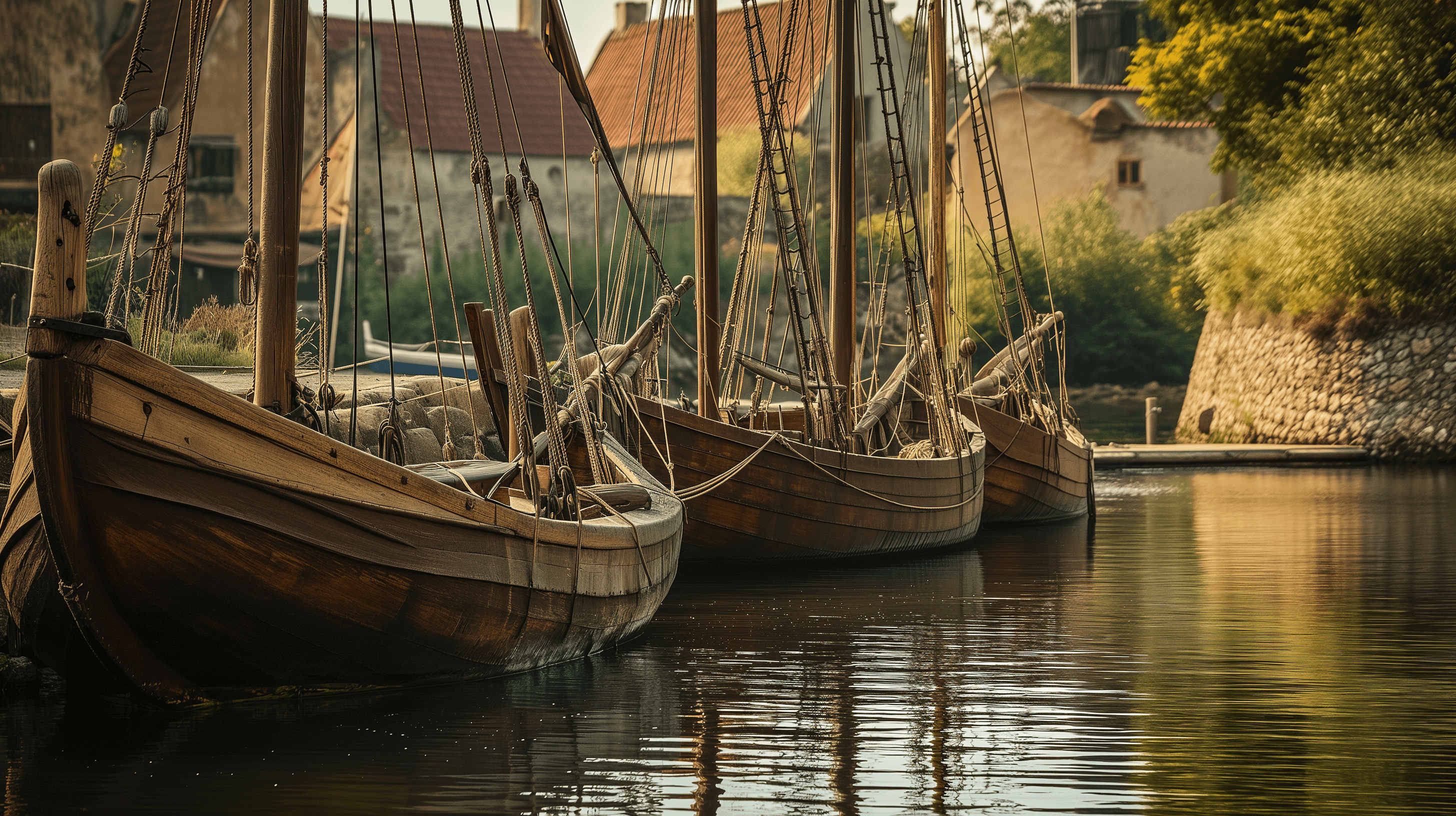 Medieval trading ships in Visby Gotland