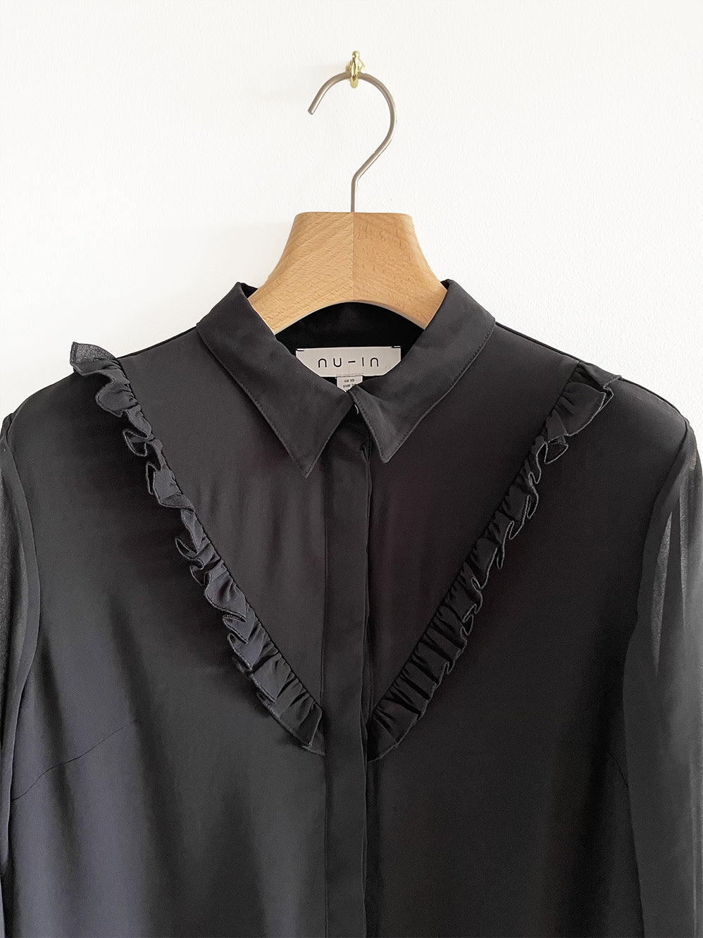 Black Shirt Dress with Riffle
