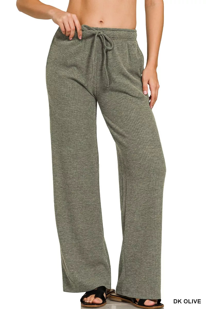 Zenana Ribbed Drawstring Lounge Pants