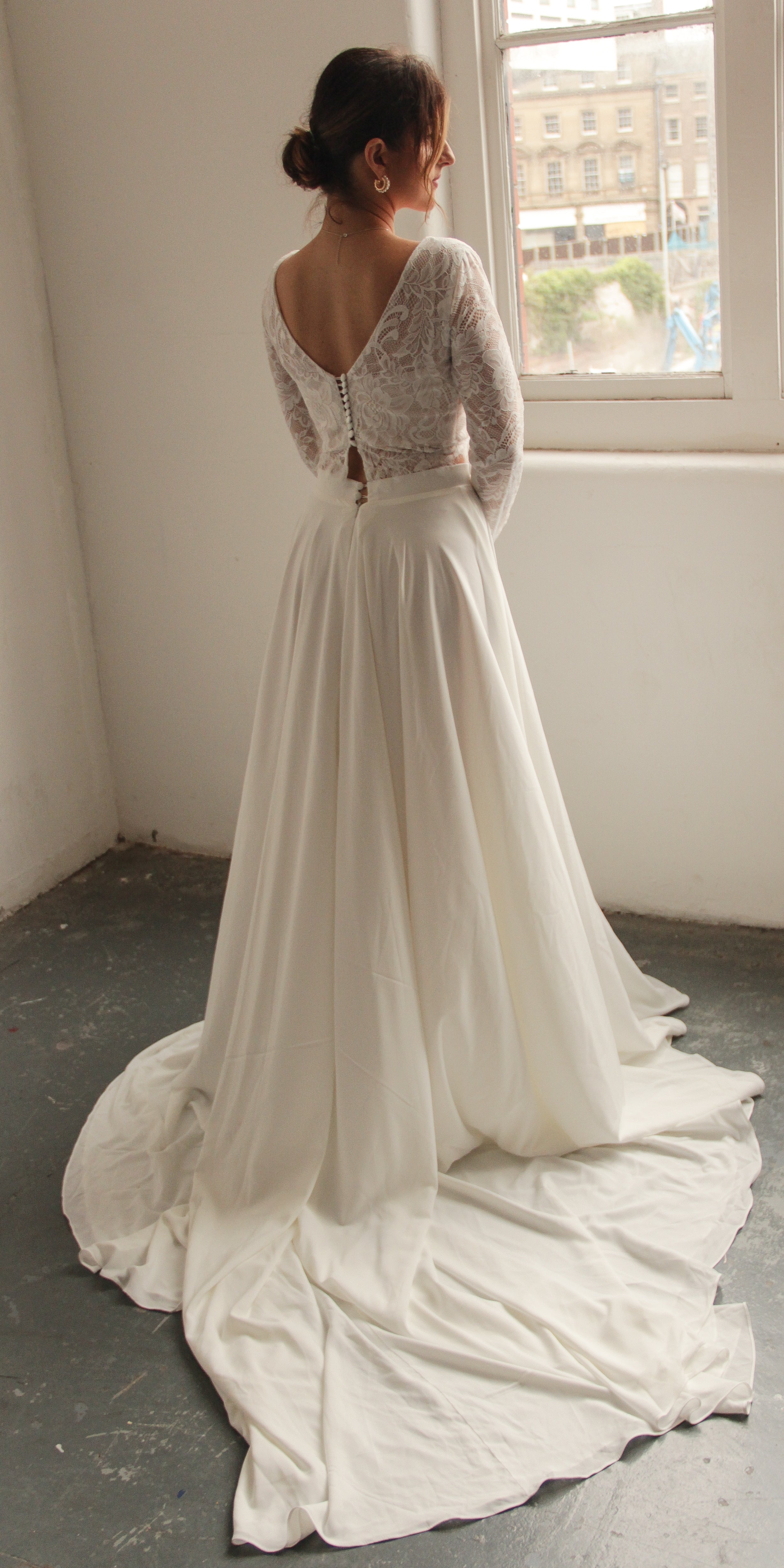 High Waisted Bridal Skirt in Ivory