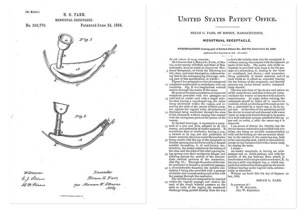 1884 antepasado de patente copa menstrual