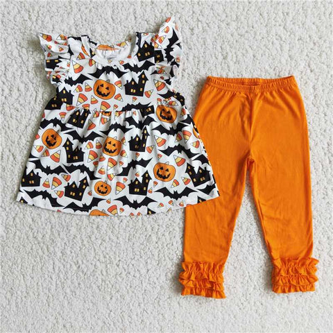 girl's ruffle pants set clothes for halloween