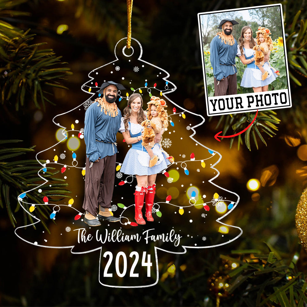 Custom Photo On Christmas Tree Lights - Personalized Acrylic Family Photo Ornament - InterestPod product image