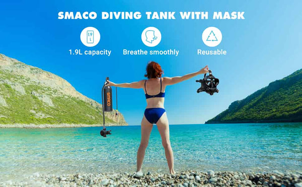 SMACO M8058 Scuba Diving Full Face Mask Respiratory Masks Diving Equip –  SmacoSports