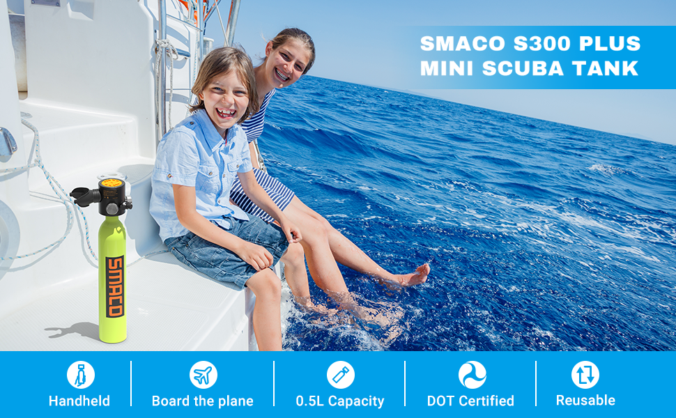 smaco s300plus 0.5l mini scuba tank on boat