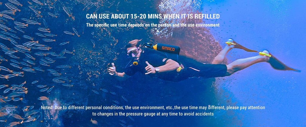 Do you need to dive underwater for a few minutes? This mini scuba diving tank is the solution, which guarantees you 340 breaths underwater, great, isn't it?