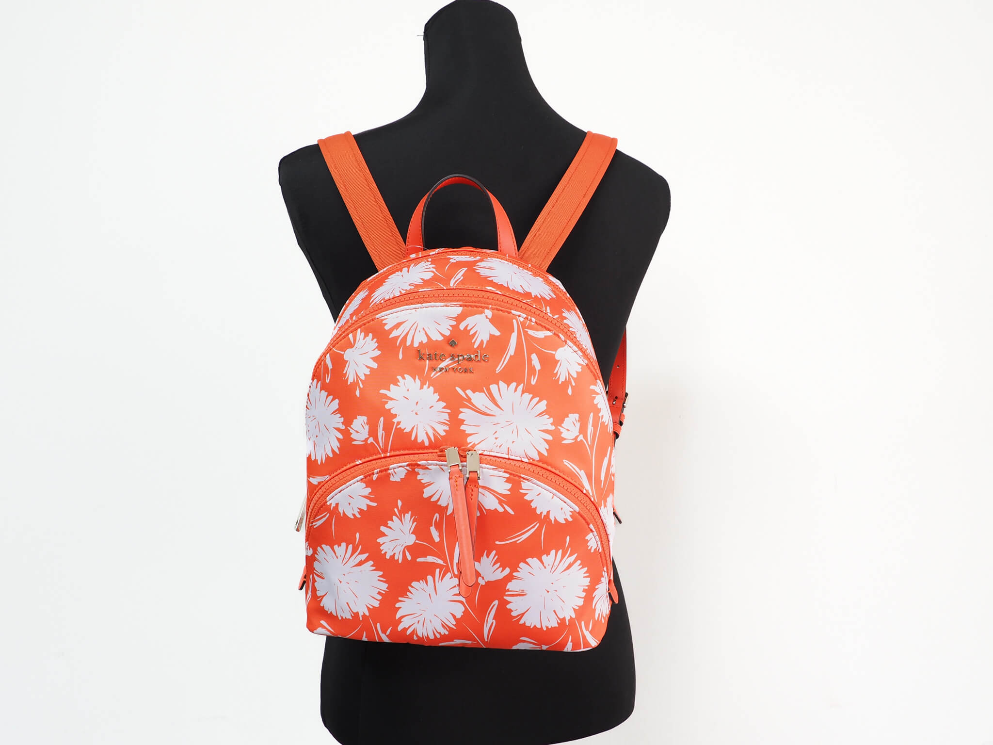Kate Spade Karissa Wild Bloom Bright Orange Multi Nylon Medium Backpac –  
