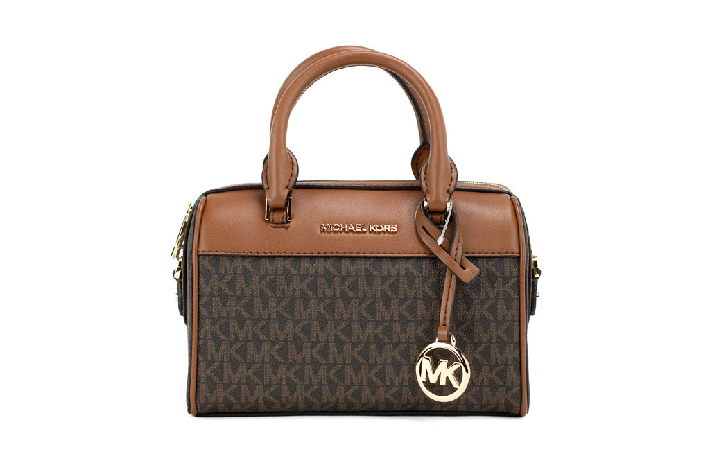 Michael Kors Travel XS Brown Signature PVC Leather Duffle Crossbody Ha –  