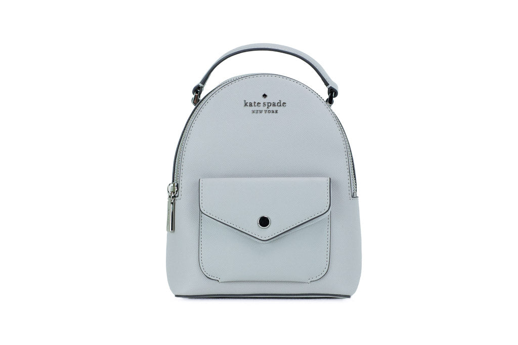 Kate Spade Schuyler Mini Platinum Gray Saffiano PVC Leather Backpack B –  