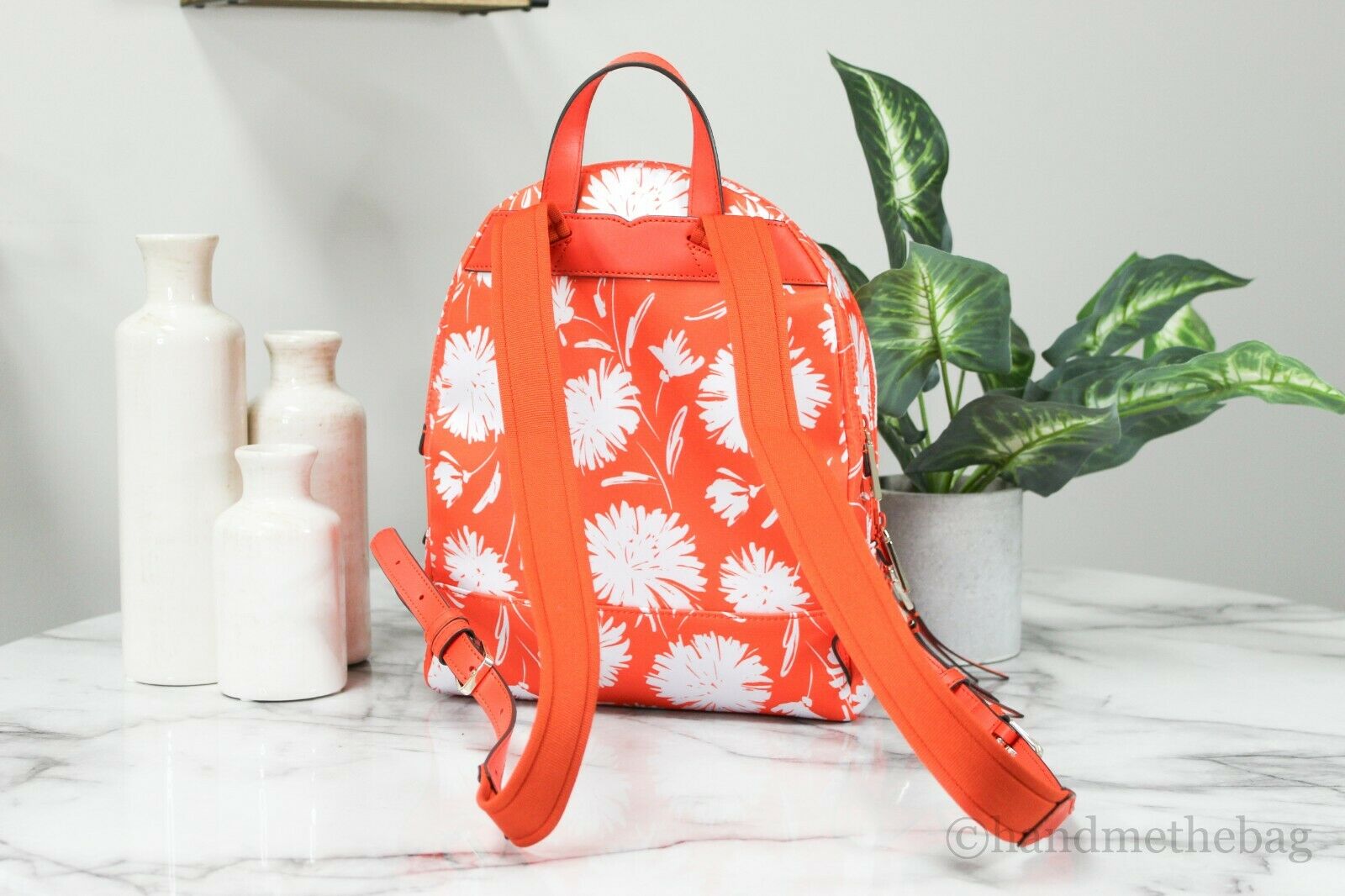 Kate Spade Karissa Wild Bloom Bright Orange Multi Nylon Medium Backpac –  