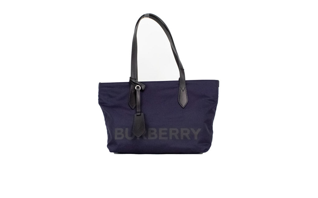 Burberry Small Navy Blue Logo Branded Econyl Nylon Tote Shoulder Handb –  