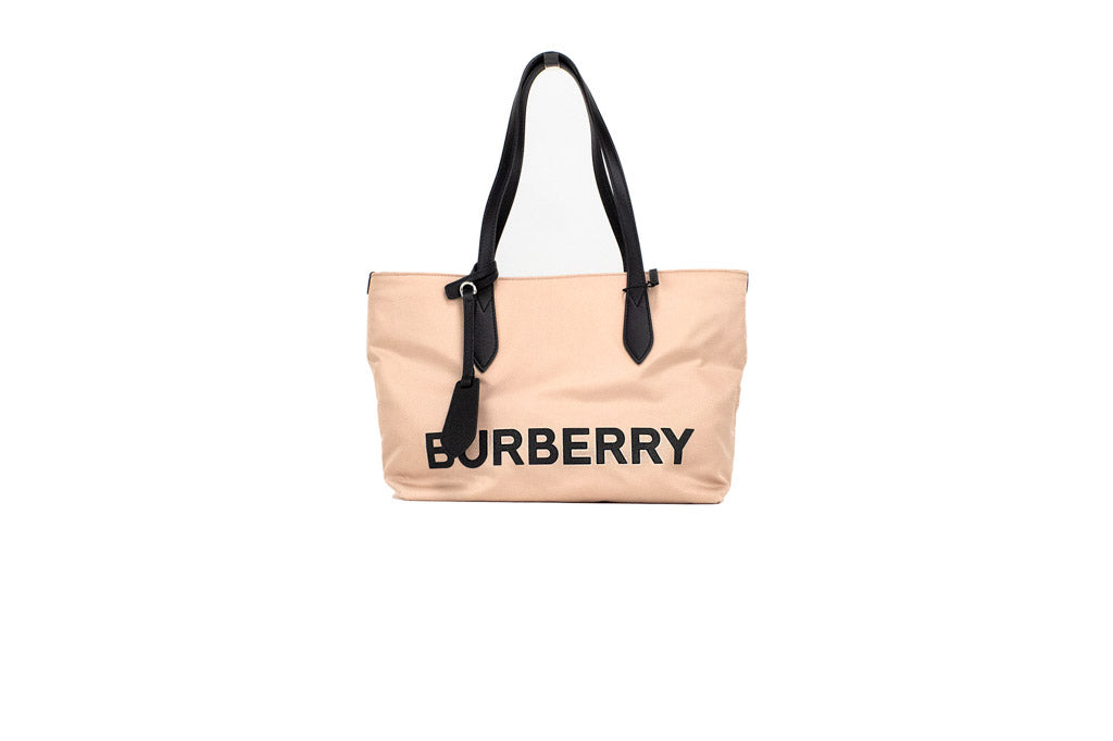 Burberry Small Rose Beige Logo Branded Econyl Nylon Tote Shoulder Hand –  