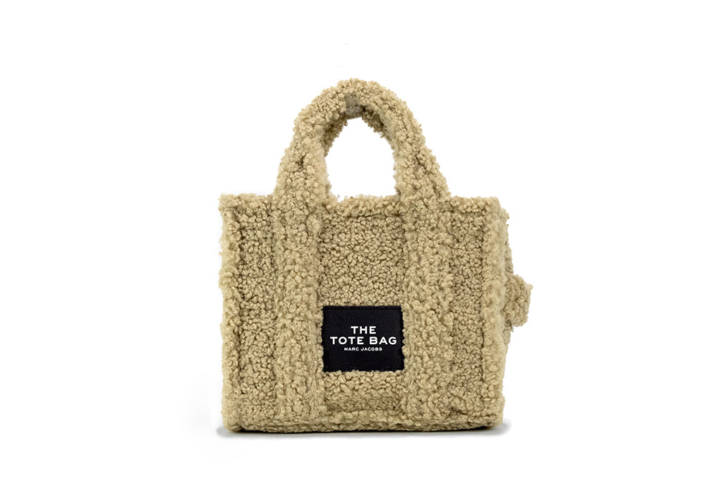 marc jacobs the teddy mini tote beige on white background