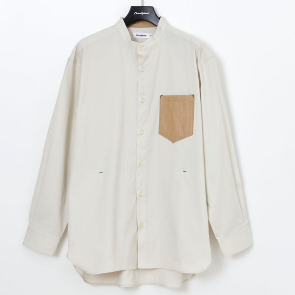 
                    Band Collar Shirt BEIGE [82302]
                