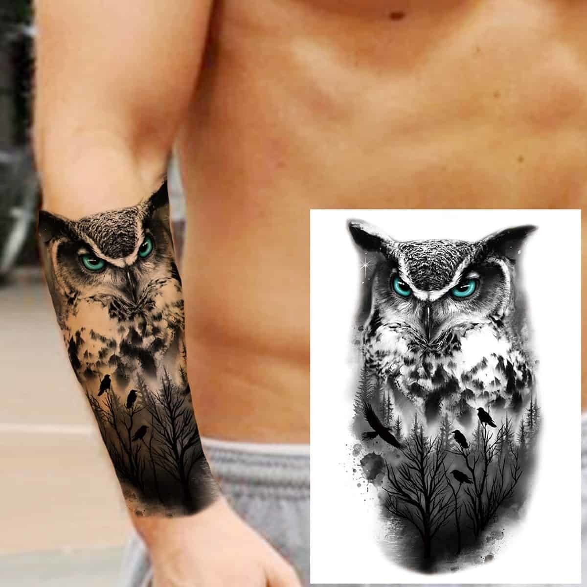 mechanical owl tattoo