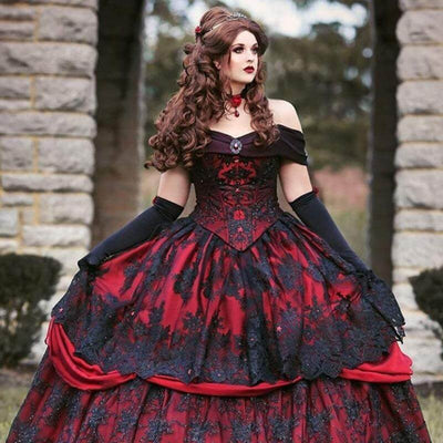 Steampunk Long Tiered Ruffle Dress