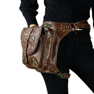 XALO Utility Belts Medieval PU Leather Belt Retro Buckle Wide Waist Belt,  Brown Fashion Soft Steampunk Belt for Women and Men,A