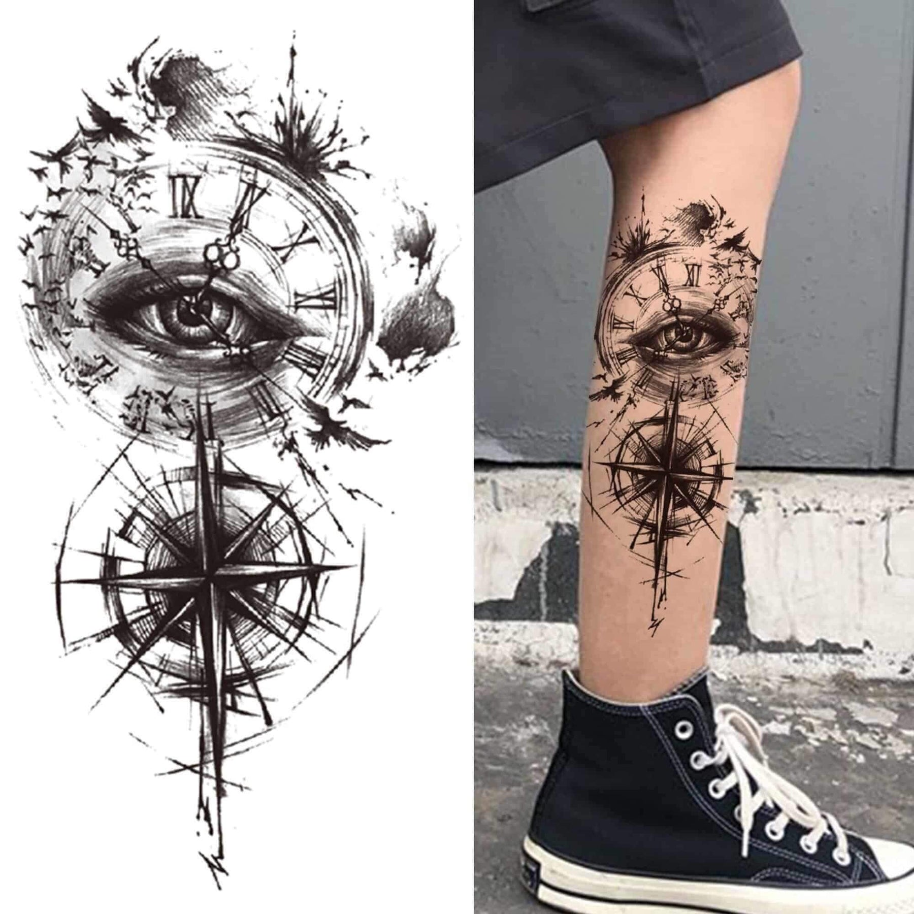 Tattoo of Knee Compass rose