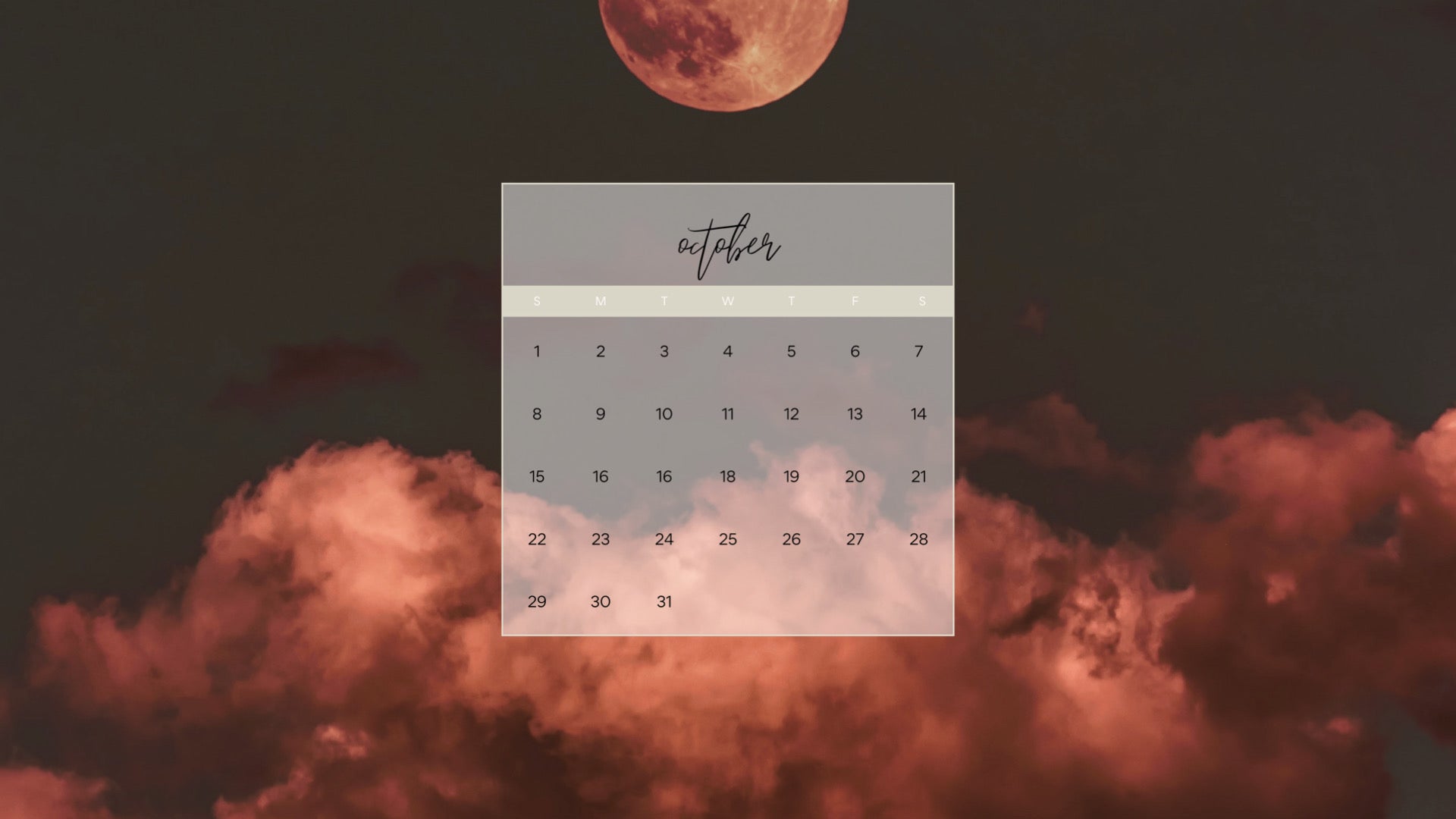 october wallpaper calendar