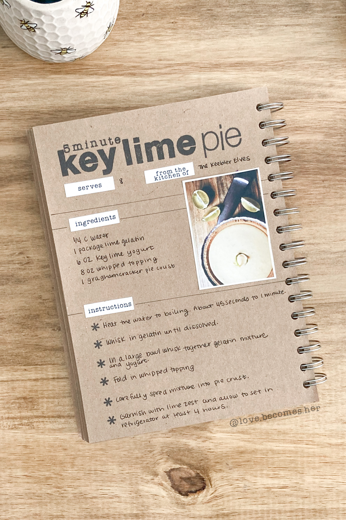 recipe journal key lime pie