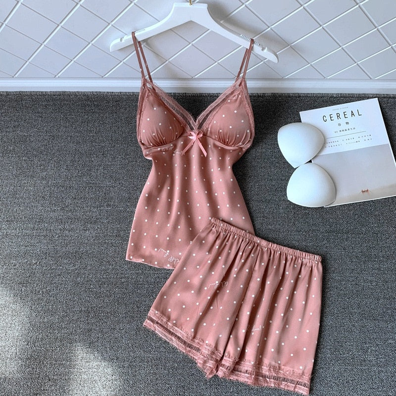 Satin Cami Short PJ Set-Polka or Solid