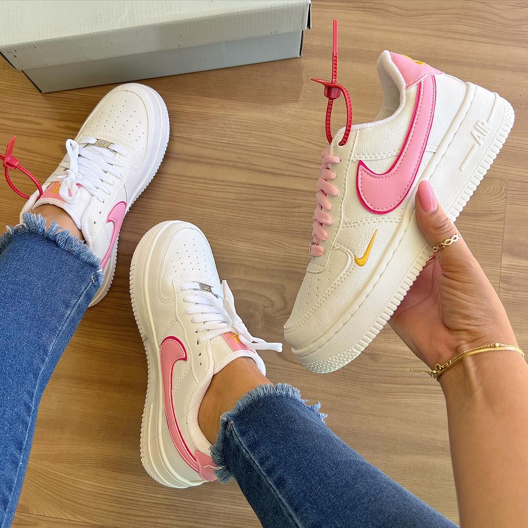 Tênis Nike Air Force Branco e Cinza Feminino Premium