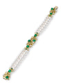 Fern Design Emerald Pearl Yellow Gold Bracelet