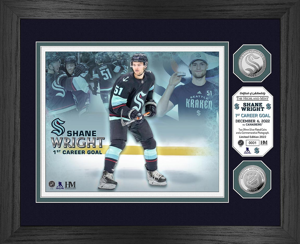 Highland Mint Seattle Kraken Matty Beniers Impact Jersey Photo Frame