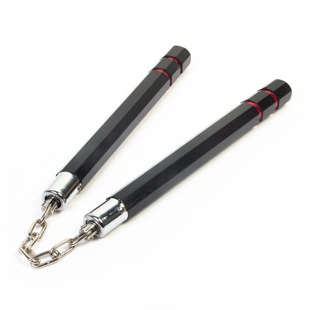 Image of Nunchuck (Nunchakus) - Black Octagon Hardwood  w/Chain and Ball Bearing Swivels