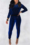 Fashion Sexy Sequins Black Long Sleeve Trousers Set