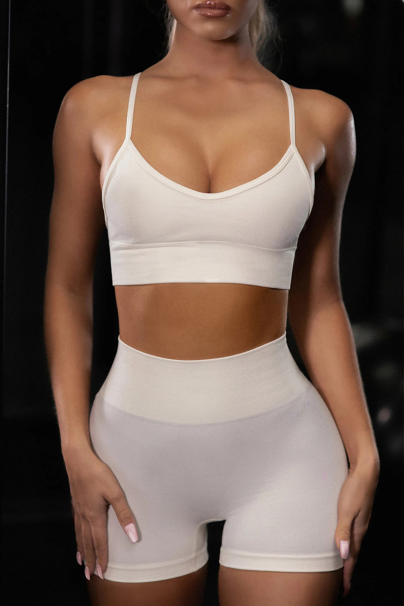 Sexy Sportswear Solid Vests Top Shorts Two-piece Set