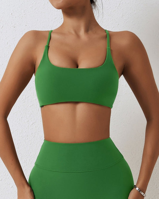 naked crossover sports bra - organic green